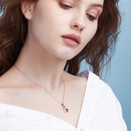 Fantimo 18k rose gold ruby tourmaline colored gemstone necklace for women, swan colored gold and diamond gift, tourmaline swan pendant in stock/including 18K gold chain