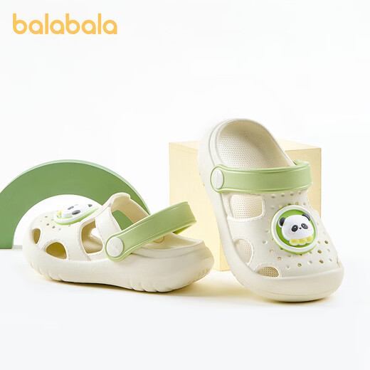 BALABALA's new children's sandals, summer baby external hole-in-the-wall shoes, soft-soled lightweight wear-resistant toddler shoes for boys and girls, Panda Off-White 21, inner length 14cm, suitable for feet 13.5-14cm long