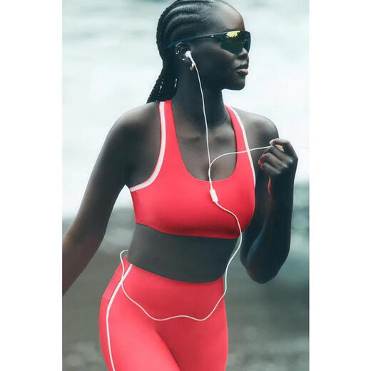 ALO YOGA women's bra push-up support black high-elastic fitness sports bra simple Candy Red/White one size | XXS