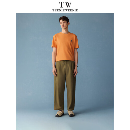 Teenie Weenie Bear Men's Wear 2026 Spring Men's Casual Pants Versatile Straight Loose Comfortable Wear-Resistant Pants Military Green S