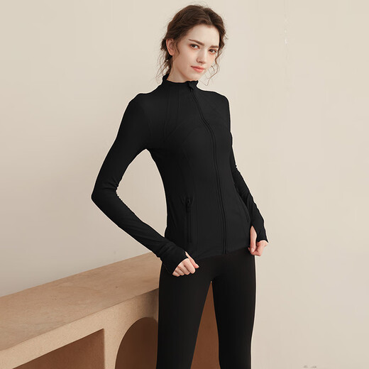 Spoon Yoga Suit Sports Set for Women 2025 New Long Sleeve Jacket Top High-end Professional Fitness Running Training Suit Milk White Top (Single) L [100-120Jin[Jin equals 0.5 kg]]