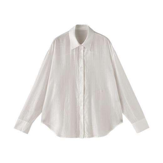 Chuyu Lightweight Cold Light Shirt 2026 Spring New Lyocell Acetate Vacation Commuting Women's Shirt White S