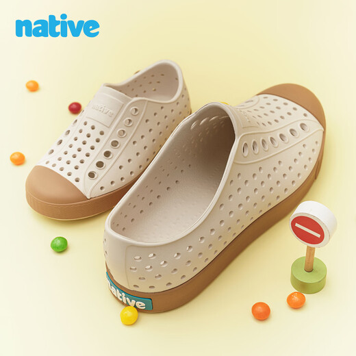 Native parent-child clogs Jefferson series ultra-light solid color sandals beach shoes sandals white | white 40