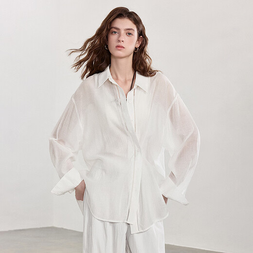 Chuyu Lightweight Cold Light Shirt 2026 Spring New Lyocell Acetate Vacation Commuting Women's Shirt White S