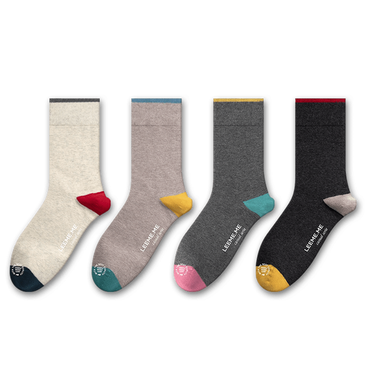 LE PONNINE Grain Rice Women's Mid-calf Socks Contrast Color Two-Color Heels New Autumn and Winter Socks Deodorant Sports Black Gray 1, Medium Gray 1, Khaki 1, White Gray 1 One-size-fits-all Women (35-39)