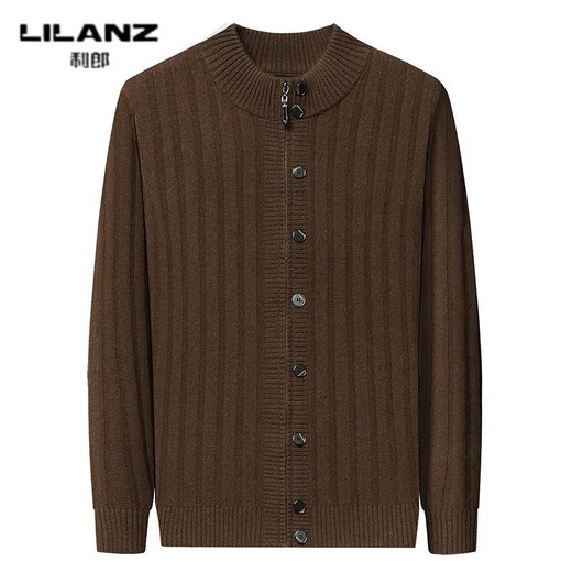 LILANZ high-end 100% wool cardigan men's autumn clothing new men's casual pure wool jacket men's sweater jacket gray ink 14XL (180)