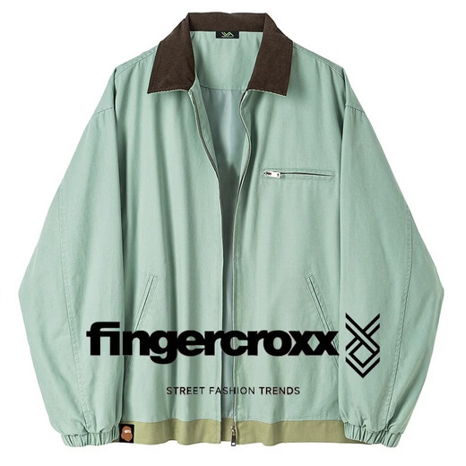 Fingercroxx it American retro jacket men's 2026 spring and autumn new workwear pilot jacket trendy solid color men's mint green counter same style L 120-145Jin Jin equals 0.5 kg