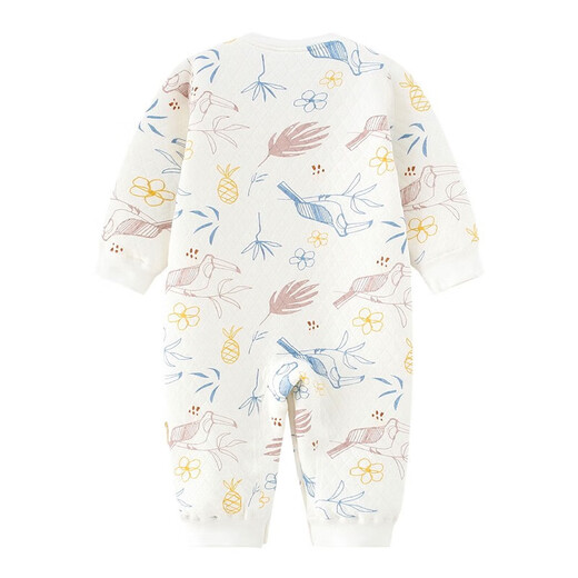 Banjvall baby clothes autumn and winter quilted onesies 0-2 years old boys and girls pure cotton long-sleeved pajamas newborn baby clothes thickened Hi-leather duck clothes 90cm (recommended height 79-90cm for 12-18 months)
