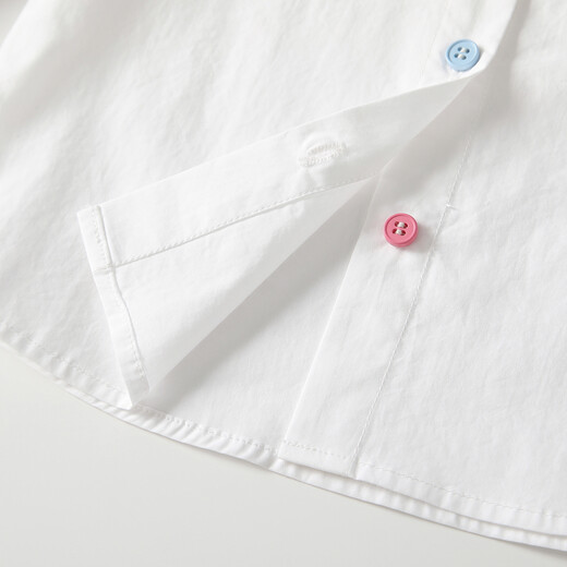 Fanhunting girls' shirt spring children's cartoon embroidered doll collar top baby white shirt spring and autumn white 80 cm