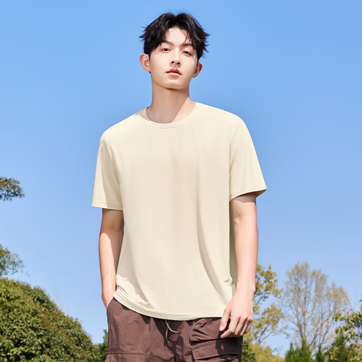 MINISO Men's Sunscreen T-shirt Men's UPF50+ Mesh Breathable Outdoor Leisure Sports Short-Sleeved Men's Summer Top Thin White (mt Unlimited Chest Label) M /170 (Same Style for Men and Women)