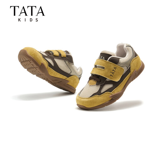 TATA dopamine children's shoes children's sports shoes 26 spring new casual moral training shoes for boys and girls anti-collision toe running shoes TT6145 yellow 27
