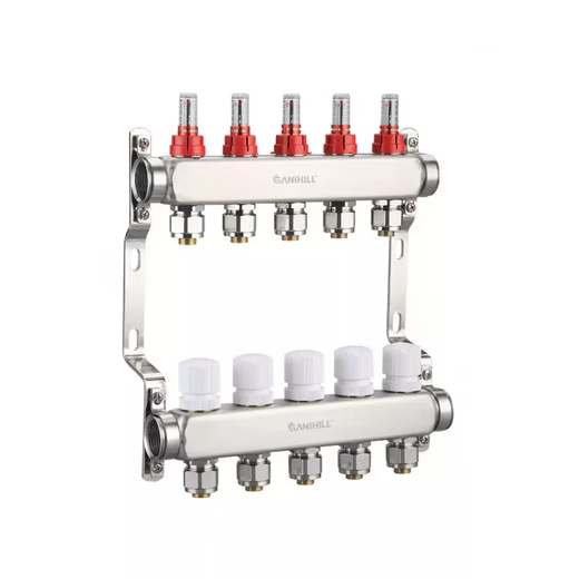 Garnihill water distributor 304 stainless steel water distributor intelligent temperature control floor heating large flow geothermal pipe water collector high flow stainless steel 6-way single water distributor