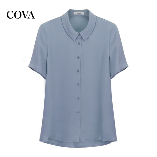 COVA international first-line brand 2026 summer new style 6 level 00 mulberry silk top 30mm heavy silk shirt haze blue S