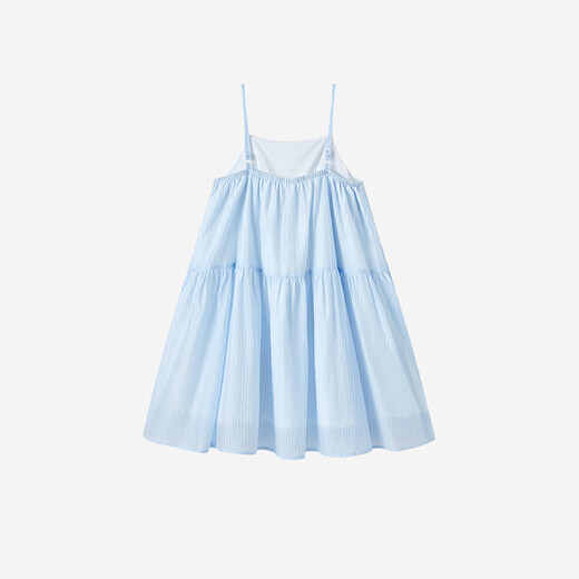 YEEHOO Children's Skirt Girls Lyocell Breathable Dress Summer Strap Square Neck Casual Simple Dress Blue 110 cm