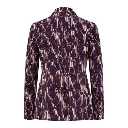 DRIES VAN NOTAN Chaqueta de mujer Chaqueta cálida de algodón antiarrugas estampada para ir al trabajo Chaqueta de negocios Simple Morado Talla única |38