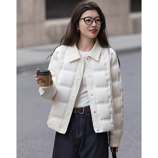 Demana Vanilla 95 Goose Down Winter Wrinkle Lapel Lapel Splicing Slimming Tibetan Down Jacket Women's Premium Feel
