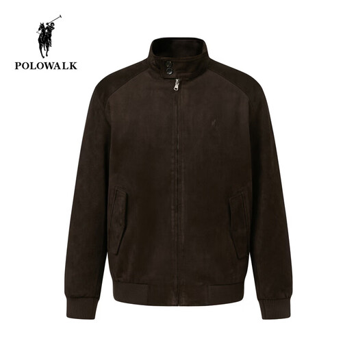 POLOWALK Men's Leather Jacket 2025 Winter New Product 90 Goose Down Retro Splicing Short Zipper Down Jacket Brown Coffee M