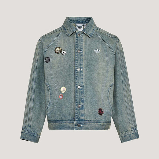 Adidas Men's 2026 Spring New Valentine's Day Cotton Denim Jacket Clover Retro Sports Leisure Jacket KT6363/Light Denim Blue L