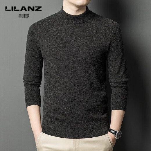 LILANZ cardigan men's winter half turtleneck 100% pure wool thickened warm solid color bottoming sweater for men new camel thickened 2XL (100)