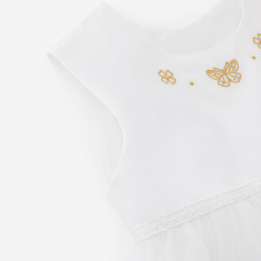 YEEHOO Haute Couture Series Children's Dress Girls Summer Thin Tank Top White Gauze Princess Dress White 80 cm