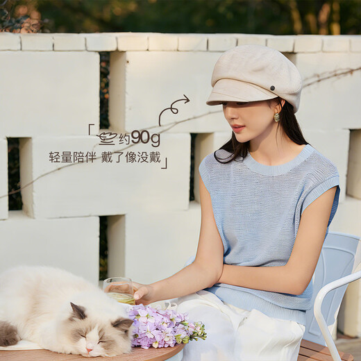 Siggi beret women's spring and summer anti-UV hat Japanese solid color face-showing little painter hat octagonal hat women's hat