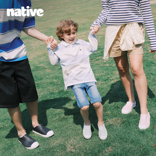 Native parent-child clogs Jefferson series ultra-light solid color sandals beach shoes sandals white | white 40