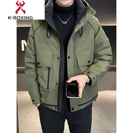 KBXNG Jinba Coldproof Down Jacket Men's Thickened Winter New Trendy American Workwear Light Jacket Jacket Mustard Green XL 150-165Jin Jin is equal to 0.5 kg