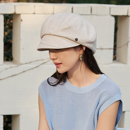 Siggi beret women's spring and summer anti-UV hat Japanese solid color face-showing little painter hat octagonal hat women's hat