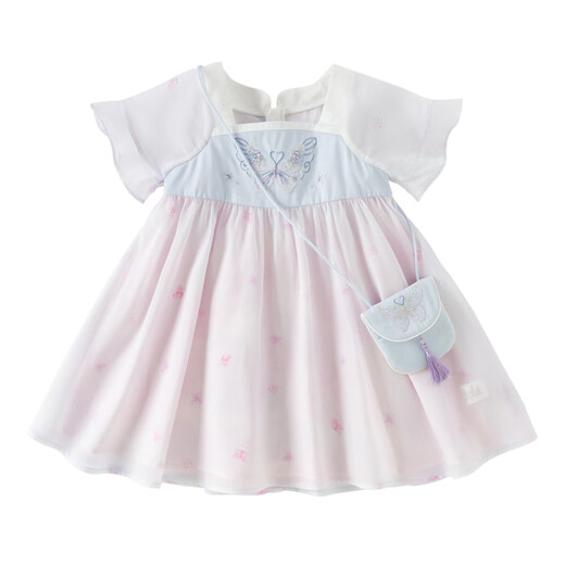 DAVE&BELLA children's skirt children's dress 2026 summer new Chinese style girls Hanfu baby girl mesh skirt children's skirt butterfly print ready stock 120 cm (recommended height 110-120cm)