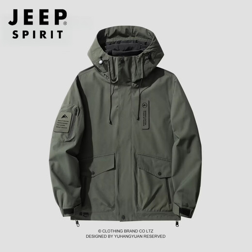 JEEP SPIRIT men's and women's spring, autumn and winter new three-in-one outdoor liner windproof plus velvet men's casual jacket, same style for men and women - camel three-in-one removable silver fox velvet liner S 90-120Jin Jin equals 0.5 kg