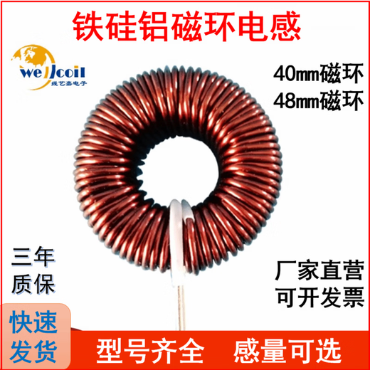 Iron silicon aluminum magnetic ring inductor 50u1m5m energy storage PFC inductor coil inverter filter inductor can be customized 48mm iron silicon powder core-50u50A