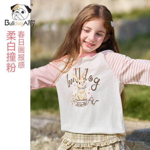 CHANZUIGOU children's clothing girls' gentle bunny print long-sleeved T-shirt 2026 spring new style round neck top for women