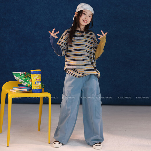 NAIYOUKIDS Renaissance Cream Kids Children's Clothing Girls 2026 New Spring Striped Shirt Children's Casual Tops