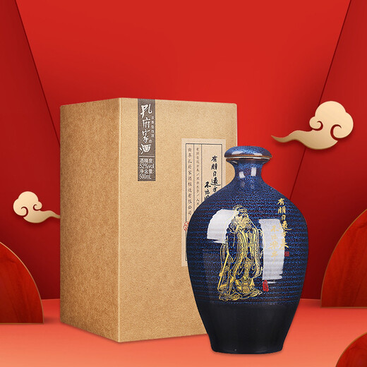 Kongfujia painted pottery rich-flavored liquor 52 degrees 500ml single bottle Mid-Autumn Festival gift