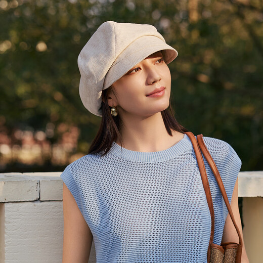 Siggi beret women's spring and summer anti-UV hat Japanese solid color face-showing little painter hat octagonal hat women's hat