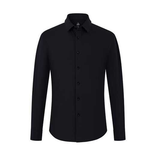 Ou Ding Elizabeth ink glaze black high elastic shirt men's no-iron long-sleeved mulberry silk black shirt ink glaze black 43