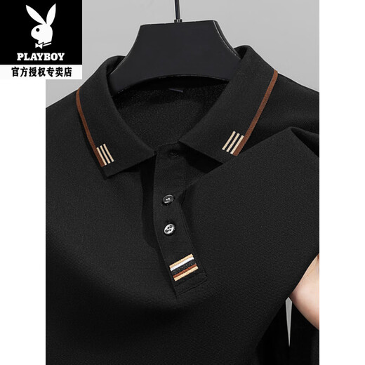 Playboy (PLAYBOY) new spring and autumn men's solid color long-sleeved T-shirt collar embroidered polo shirt top men's A8835 wine red M recommended 95-110Jin Jin equals 0.5 kg