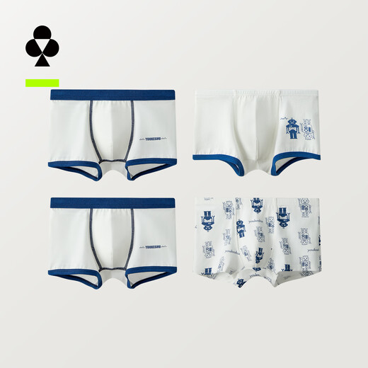 There is a tree children's underwear boys' boxer shorts cotton crotch boxer briefs small, medium and large children's baby underwear boys and girls (male) white + robot + machine kingdom 3 pieces 110 (90-105cm 25-30Jin Jin is equal to 0.5 kg)
