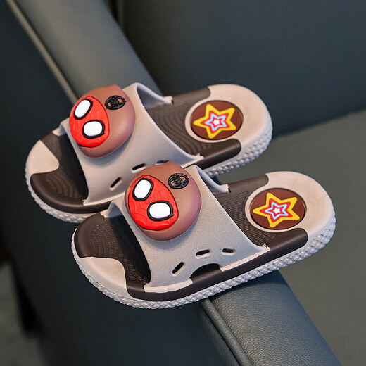 Internet celebrity children's slippers for boys and girls in summer cartoon cute non-slip indoor bathing soft bottom baby slippers brown 17.5 inner length 17cm 26-27 size