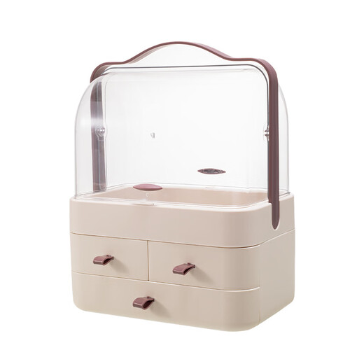 Cosmetics storage box desktop dustproof dressing table large capacity skin care product storage box lipstick storage rack milk tender pink thickened version