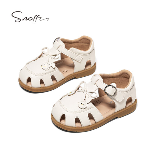Snafy girls sandals summer new 2026 children princess breathable non-slip little girl baby toe sandals toffee white 28