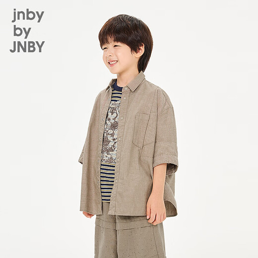 Jnby by JNBY new Jiangnan Buyi children's short-sleeved shirt oversizeH-shaped shirt 26 spring boys 1Q3210370 250/khaki 100 cm