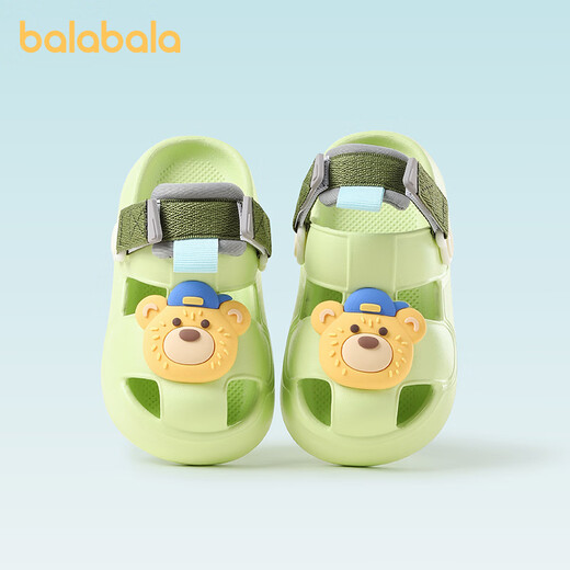 Balabala Baby Croc Shoes for Boys and Girls, Soft Soled Slippers for Kids, Outdoor Beach Shoes, Bathroom Bath Sandals, and Slippers for Children, Yaya Green 21, Inner Length 14cm, Suitable for Feet Length 13.5-14cm