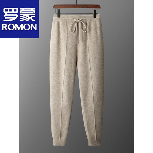 ROMON's new autumn and winter thickened casual sports suit men's knitted sweatshirt shrunken sweatpants pure wool cardigan jacket dark gray top S (90-110Jin Jin equals 0.5 kg)