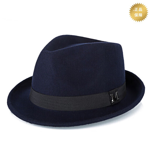 Lee dprre men's woolen wool top hat, middle-aged and elderly gentleman hat, autumn and winter warm and versatile outdoor British jazz hat, large head circumference, blue M (suitable for head circumference 56-58cm)