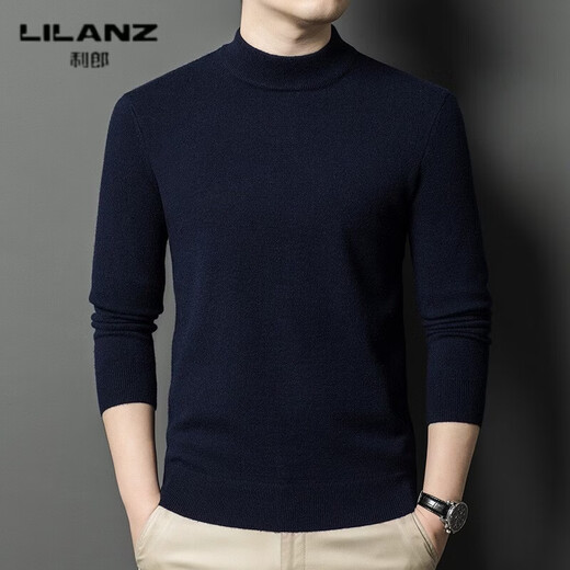 LILANZ cardigan men's winter half turtleneck 100% pure wool thickened warm solid color bottoming sweater for men new camel thickened 2XL (100)