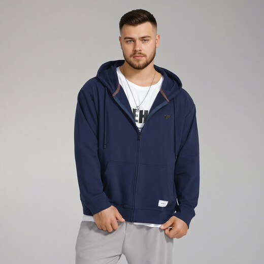 Fat brother plus size men's men's letter embossed zipper sweatshirt plus fat plus size fat casual top fat man spring and autumn jacket black 4XL (210-250Jin Jin is equal to 0.5 kg)