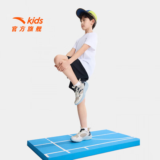 ANTA children's sports shoes, men's and women's running shoes, 26 summer new breathable mesh comfortable lace-up lightweight running shoes, men's chalk/ivory white/Jingmo blue-3 33