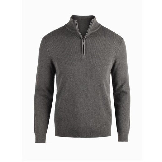 GUSKI brand cardigan men's machine washable worsted sweater spring and autumn solid color half-zip stand-up collar knitted corduroy bottoming sweater medium gray gift box S 165 reference weight 100-120Jin Jin is equal to 0.5 kg