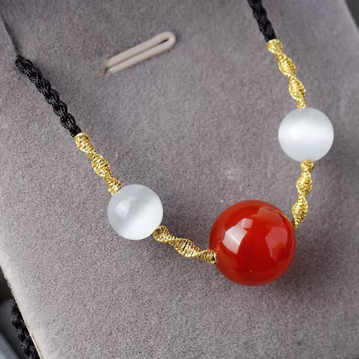 Zhou Dasheng Transport Bead Necklace Red Agate Bracelet Good Lucky Peaceful Couple Bracelet Gift M1421 Gold Line Red Agate Necklace
